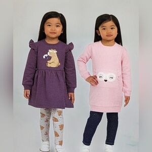 Koala Kids Girl baby 4 Piece Set Purple Bear Pink Purple Sweater Leggings 4T 18M